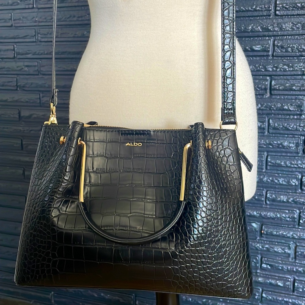 ALDO Black and gold handbag with adjustable strap